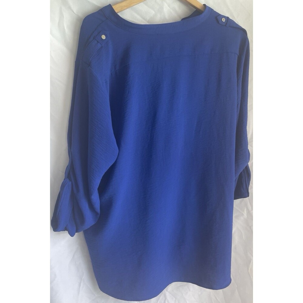 Calvin Klein XLarge Royal Blue Roll-Tab Sleeve Utility Button Front Q Luxury - Picture 7 of 14